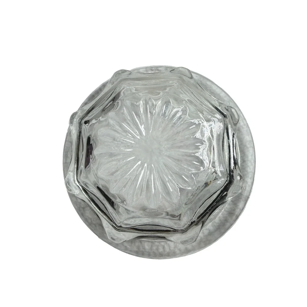 Vintage Clear Pressed Glass Mini Pedestal Cake Stand with Dome Lid 4.5 Inch